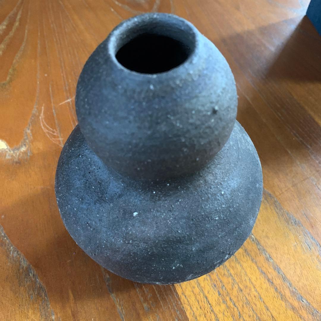 隠崎隆一　備前焼　作家物　陶芸品　花入　花器　ひょうたん