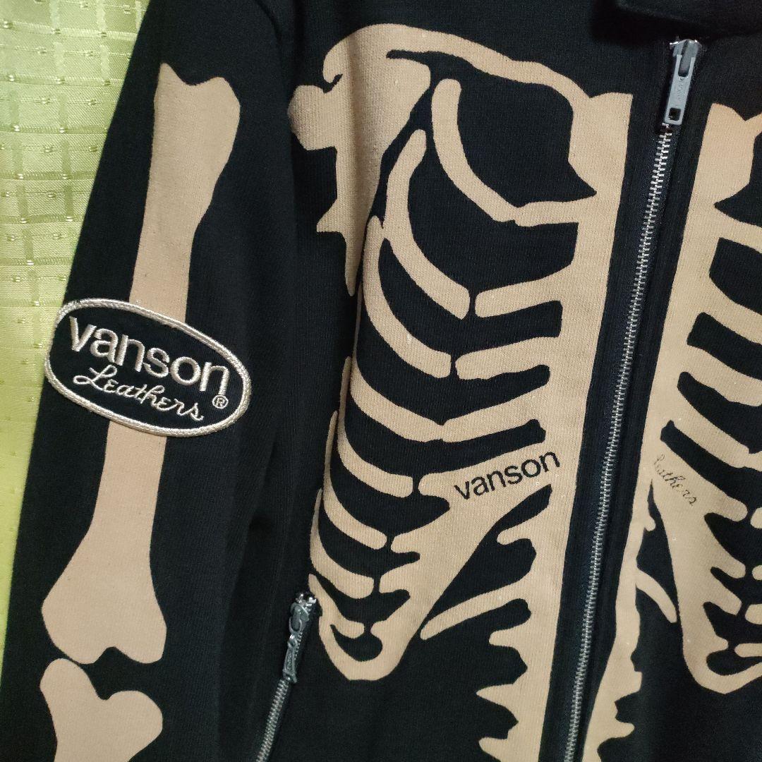 希少 VANSON バンソン シングル ライダース ジャケット スカル ボーン