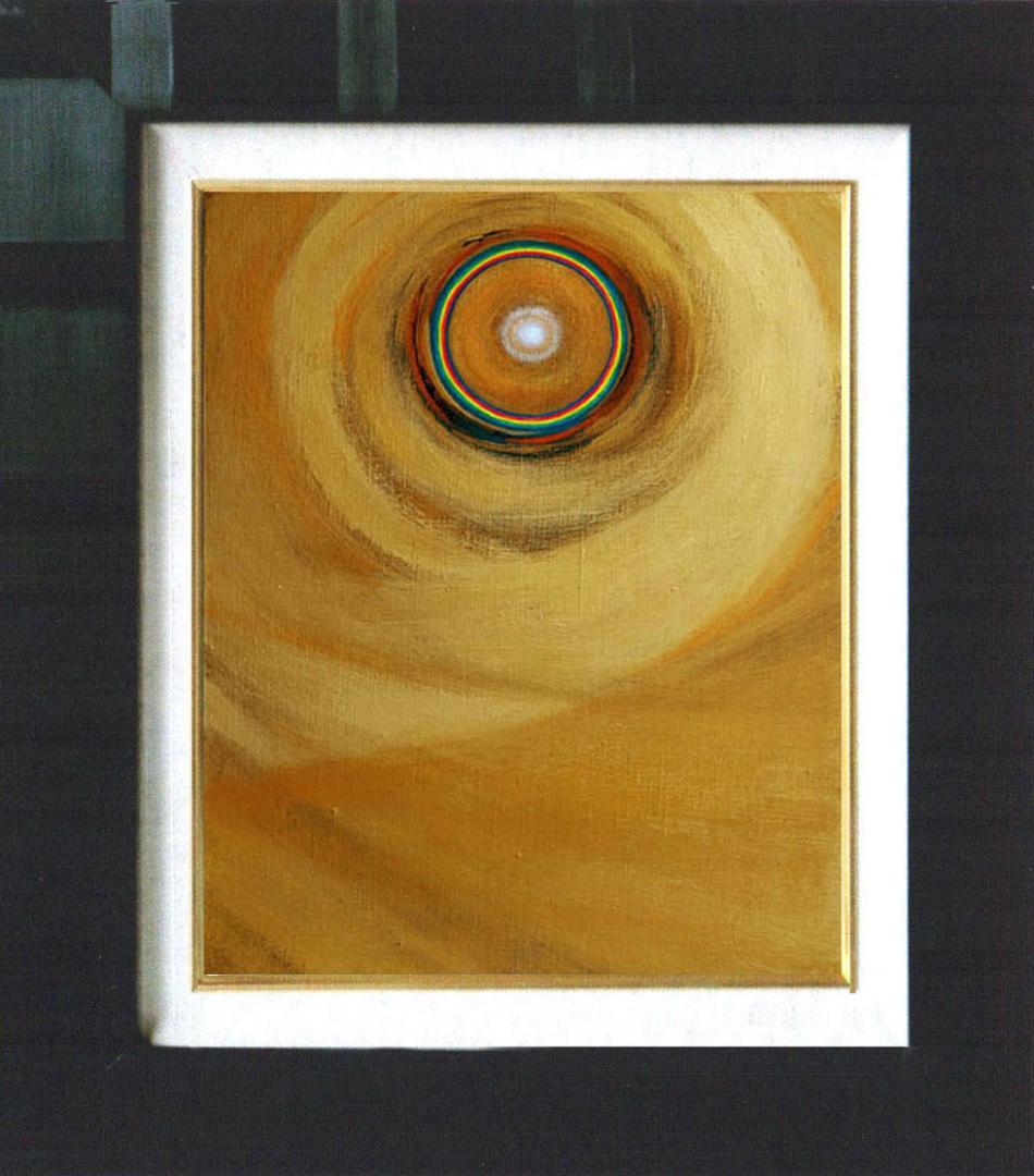 油絵 菅家令子 絵 絵画インテリア額付(青緑+金色の枠)F6-G252023祈り