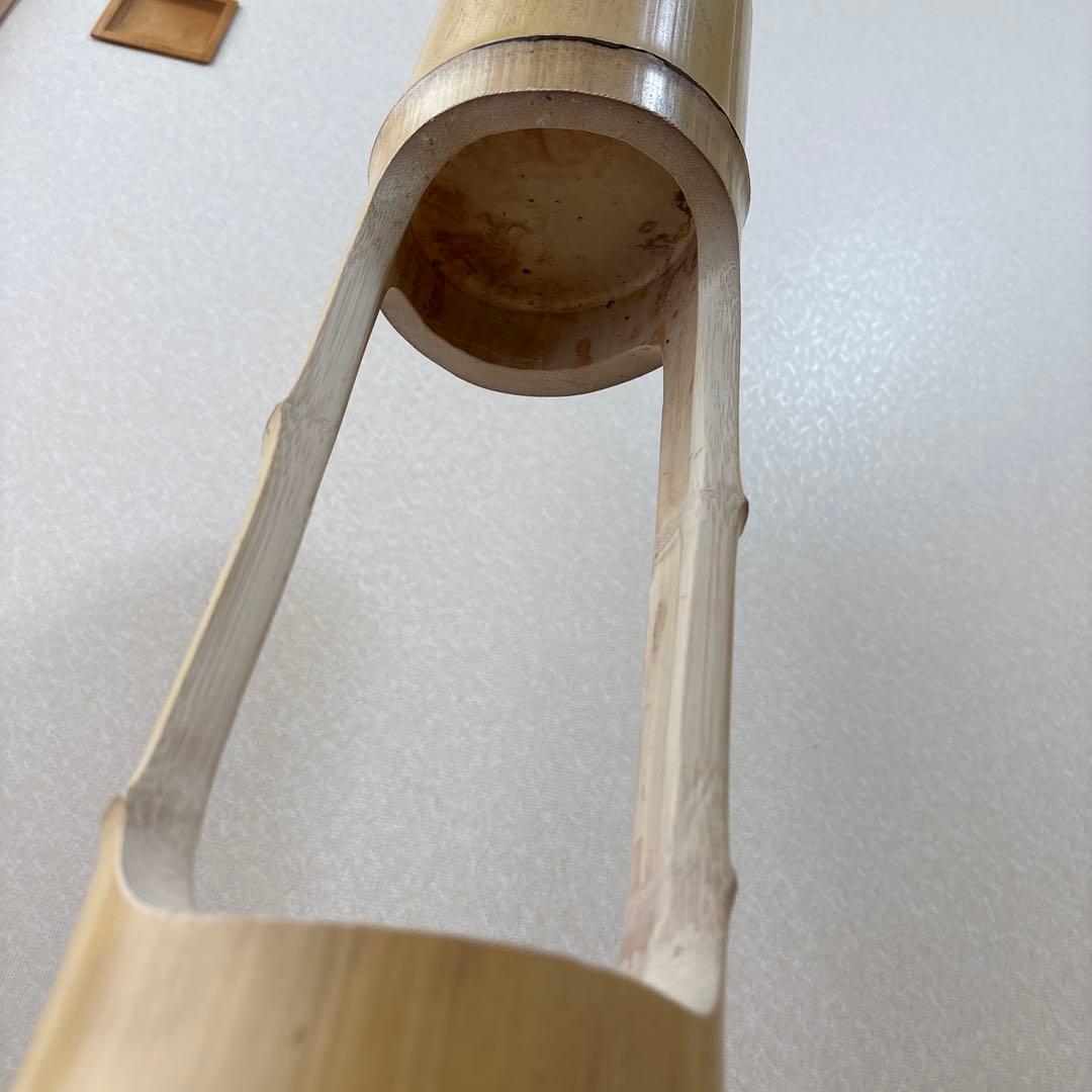 45 最終お値下げ！　美品　根付き　二重切り　二重切　 生け花　竹花入れ　華道具