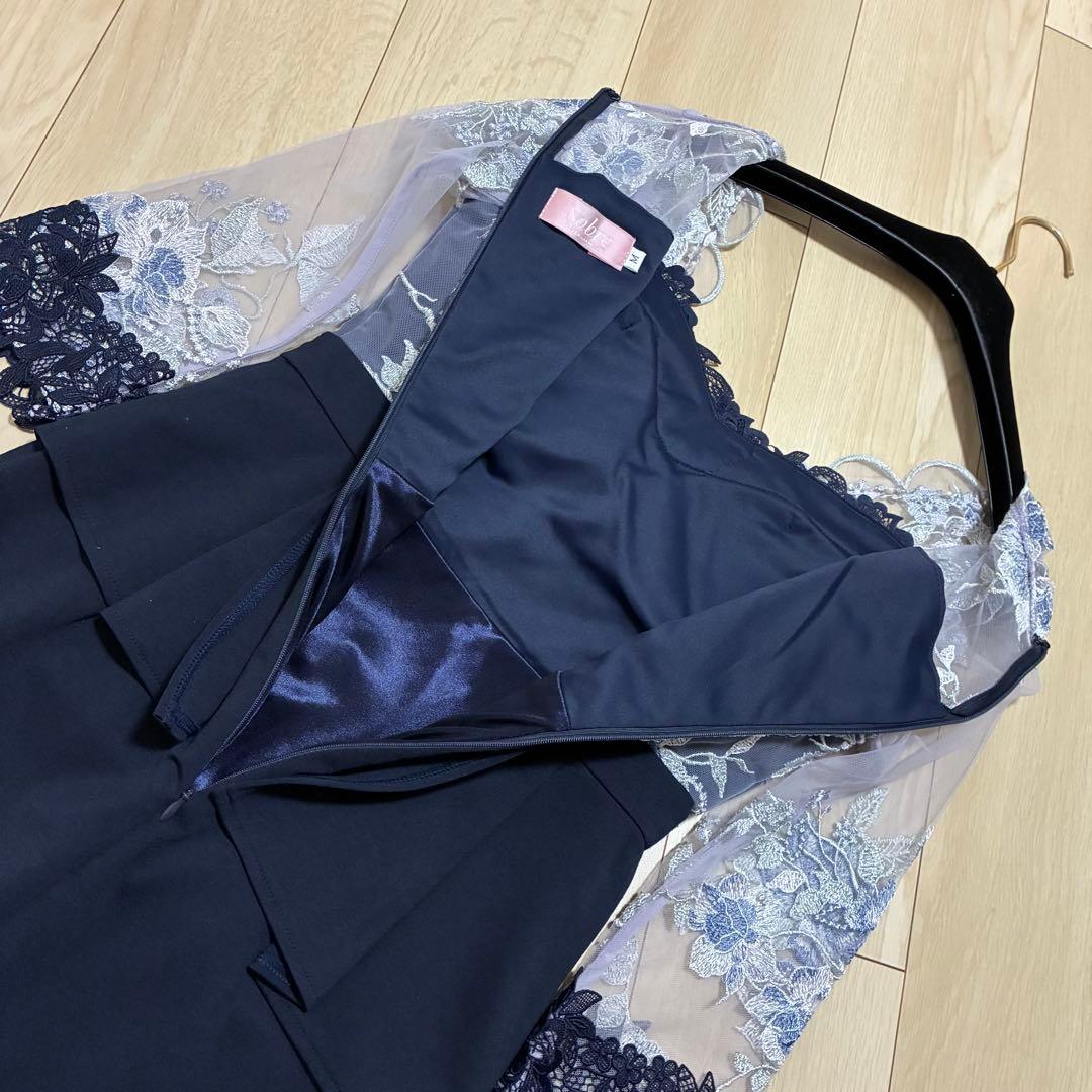 極美品✨ソブレ キャバドレス ビジュー ペプラム タイトドレス ネイビー M