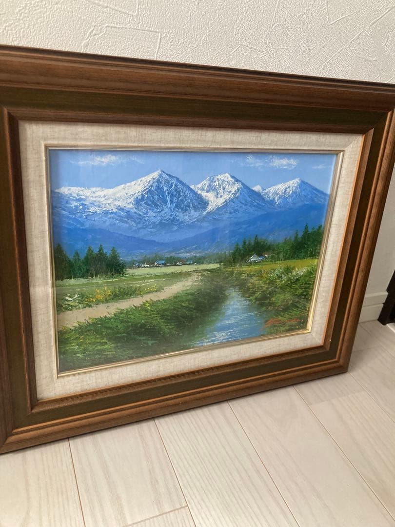 山田紀義画伯　北アルプス　白鳥　油絵　F4号