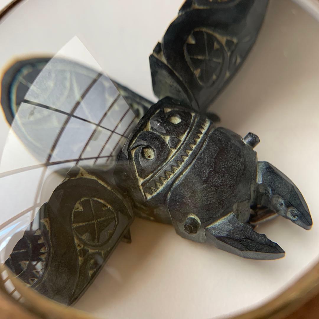 木製　アイヌ　木彫　砂澤ビッキ風　クワガタ虫　からくり　ペンダントヘッド