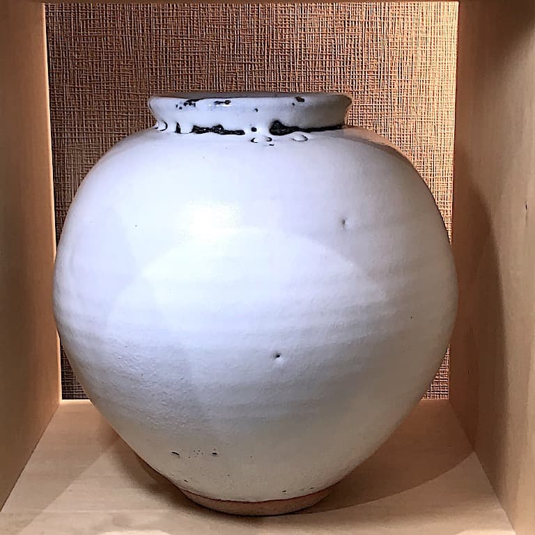 萩焼　三輪栄造作　壺　無傷保証　共箱　古物