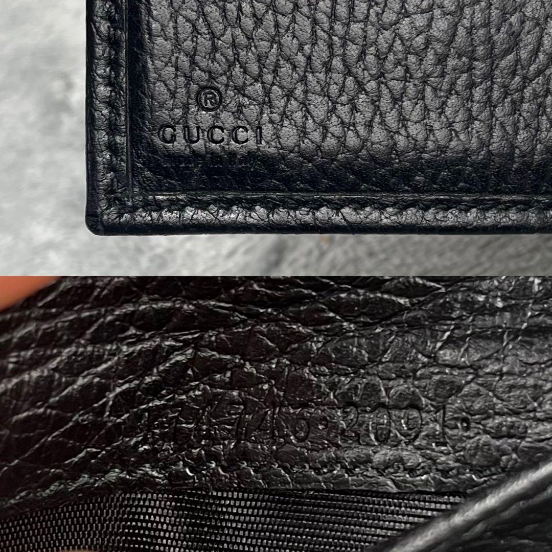 Gucci グッチ 3つ折り財布 GG マーモント レザー 黒 ブラック