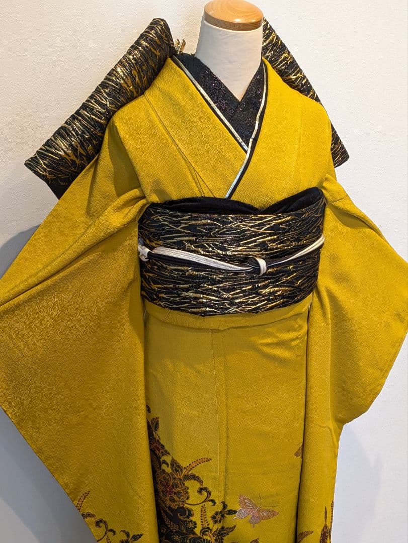 mn様 振袖フルセット 身丈165裄67 銀彩 からし色 黒 やまと誂え 成人式