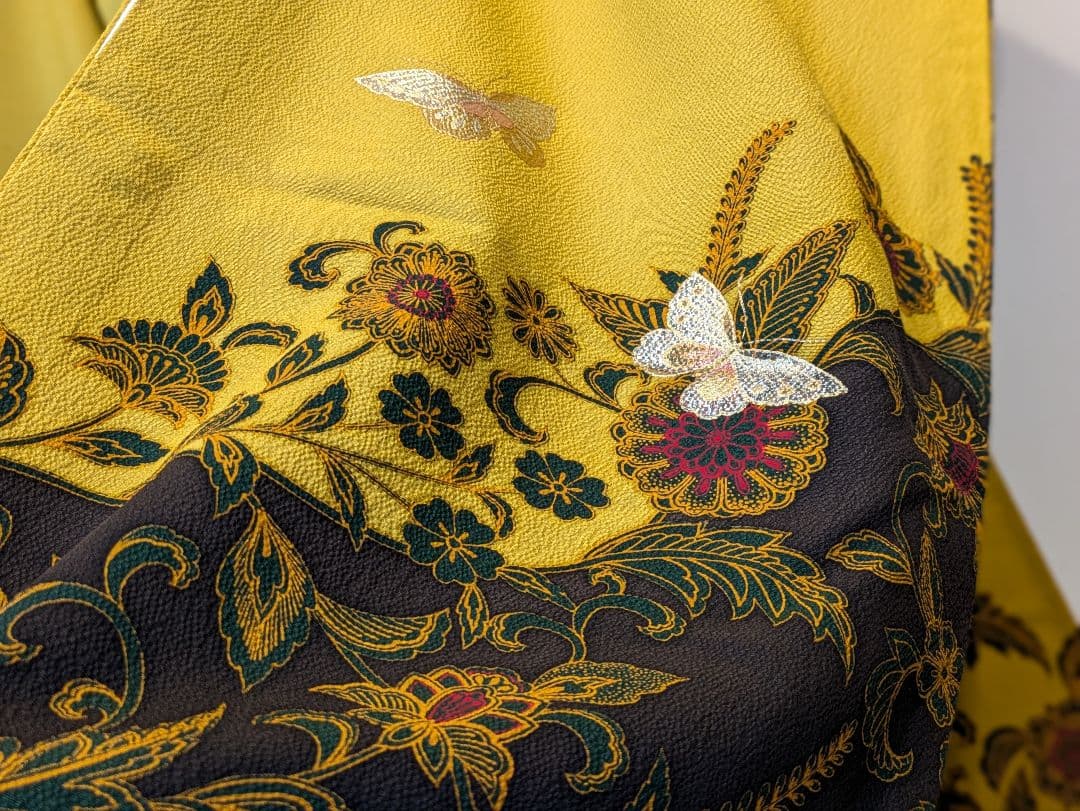 mn様 振袖フルセット 身丈165裄67 銀彩 からし色 黒 やまと誂え 成人式