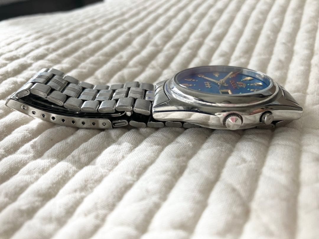 ORIENT 自動巻腕時計 アナログ ステンレス ブルー シルバー