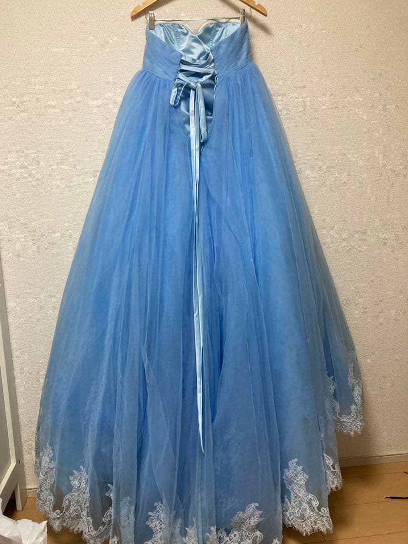 カラードレス　水色　マタニティ　ウエディング