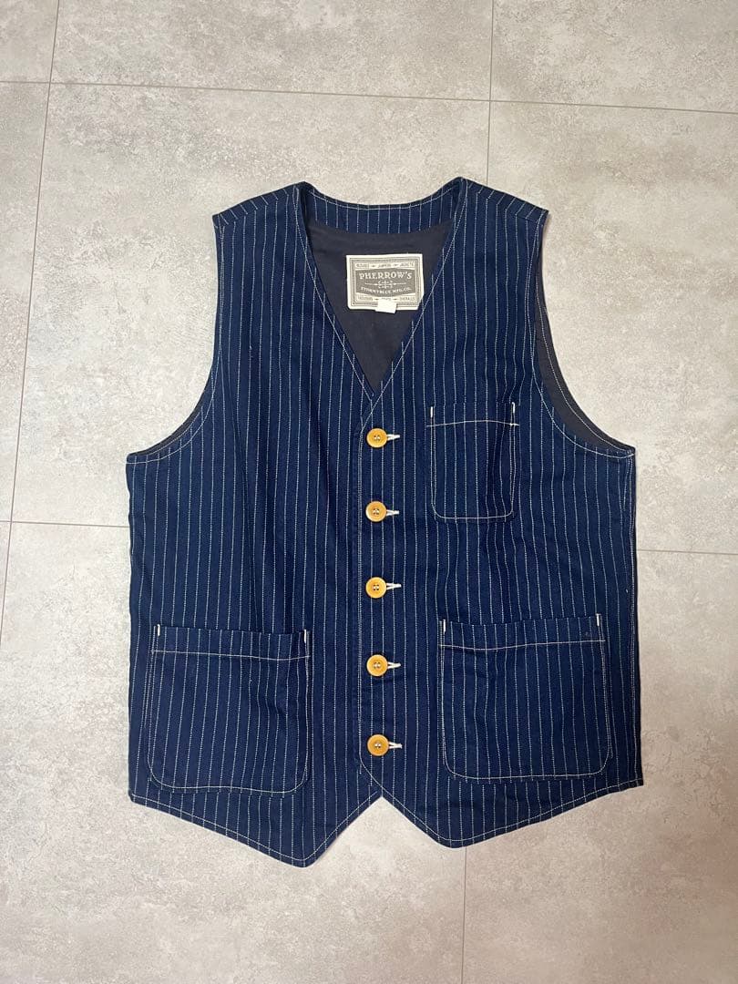 PHERROW'S ストライプ ベスト サイズ40