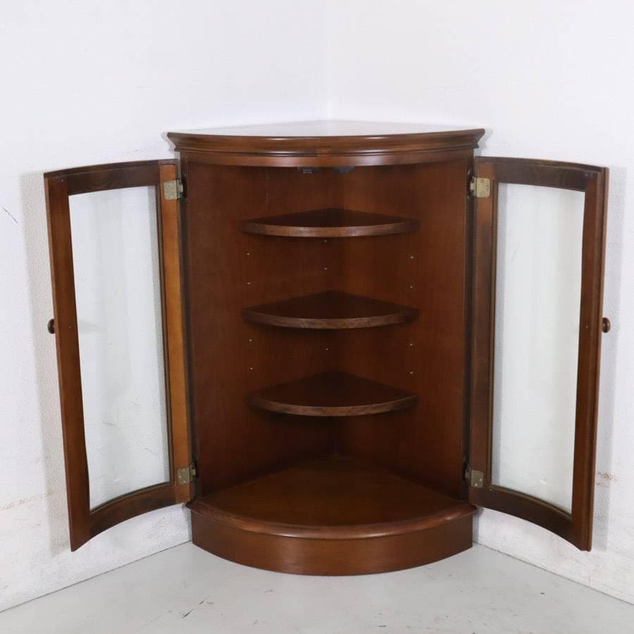 カリモク家具 コーナーキャビネット ガラス扉 棚板3枚付き 高級家具