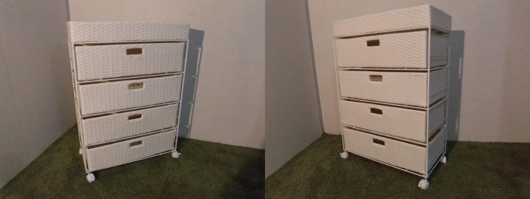 【送料無料・新品】ラタン風★サニタリー★ワイドランドリーチェスト【ホワイト】