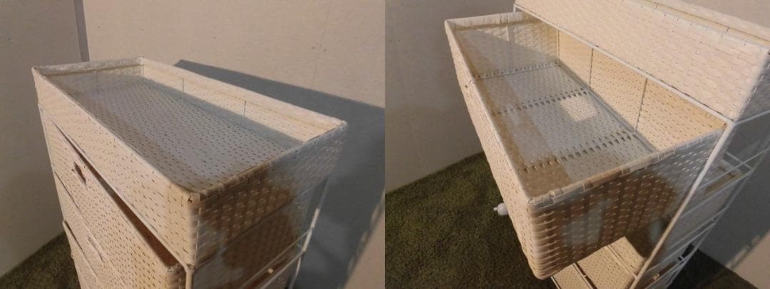 【送料無料・新品】ラタン風★サニタリー★ワイドランドリーチェスト【ホワイト】