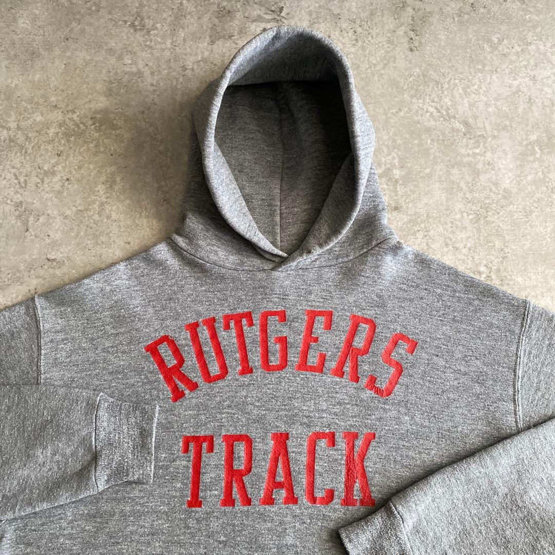 好プリント 80s ラッセル RUTGERS TRACK パーカー USA製 L