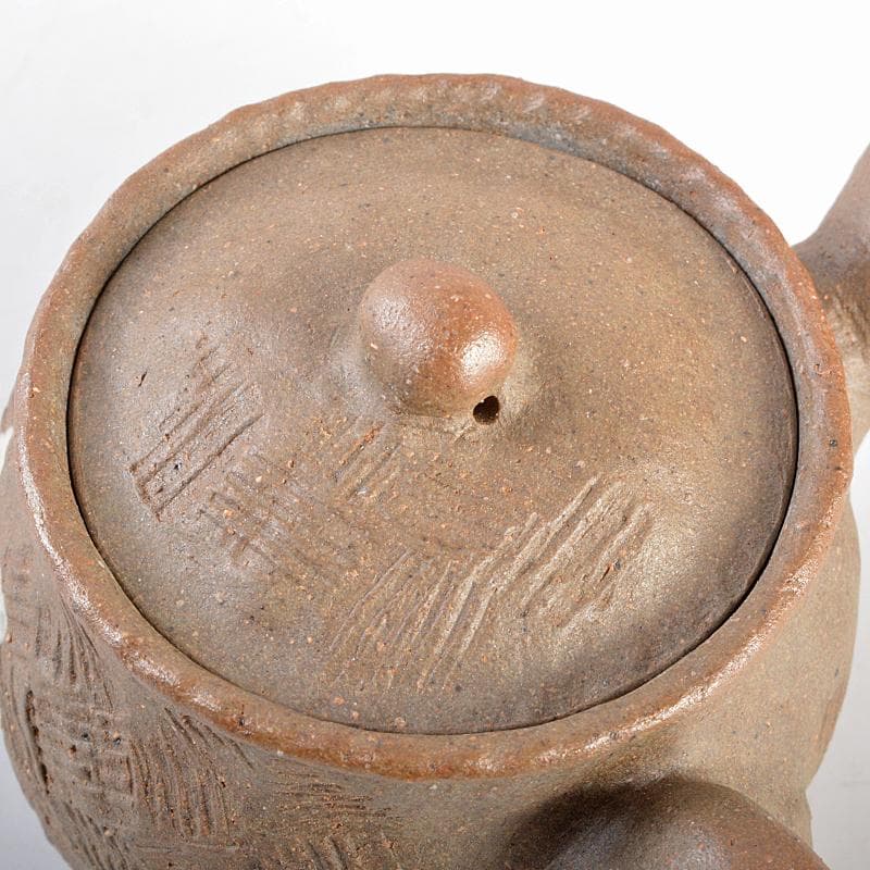 煎茶道具　萬古焼　古稀一光作　手捻　横手急須　茶壷　D　R5552