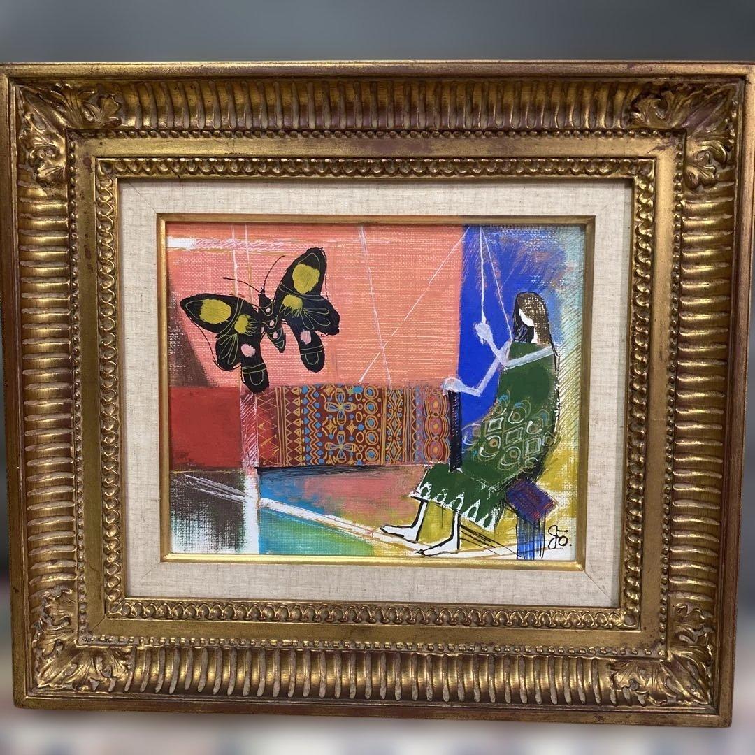 油彩画 はたおりF3号