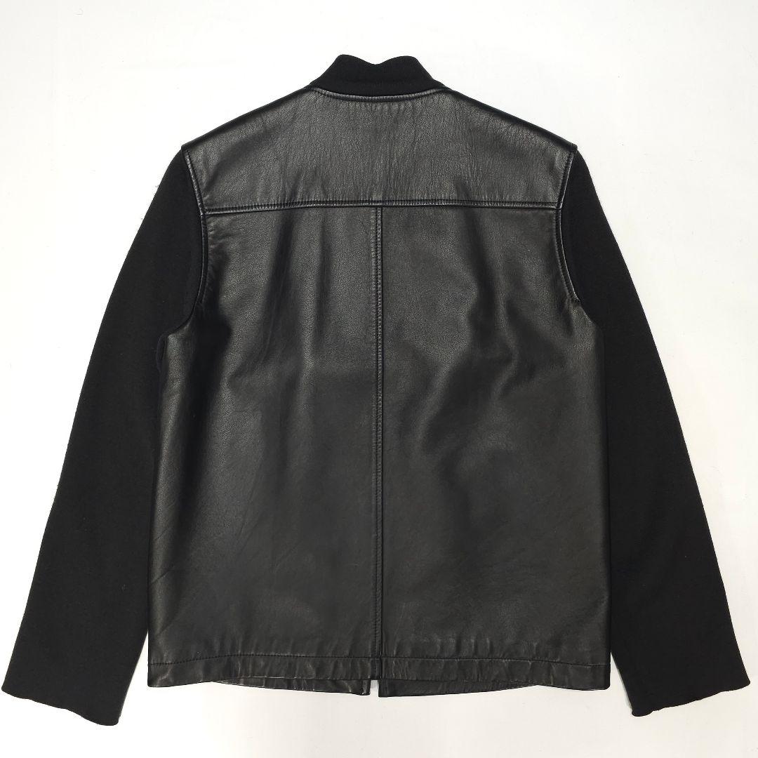 ポールスミス☆レザーシングルライダースジャケット袖切り替えニットMブラック牛革