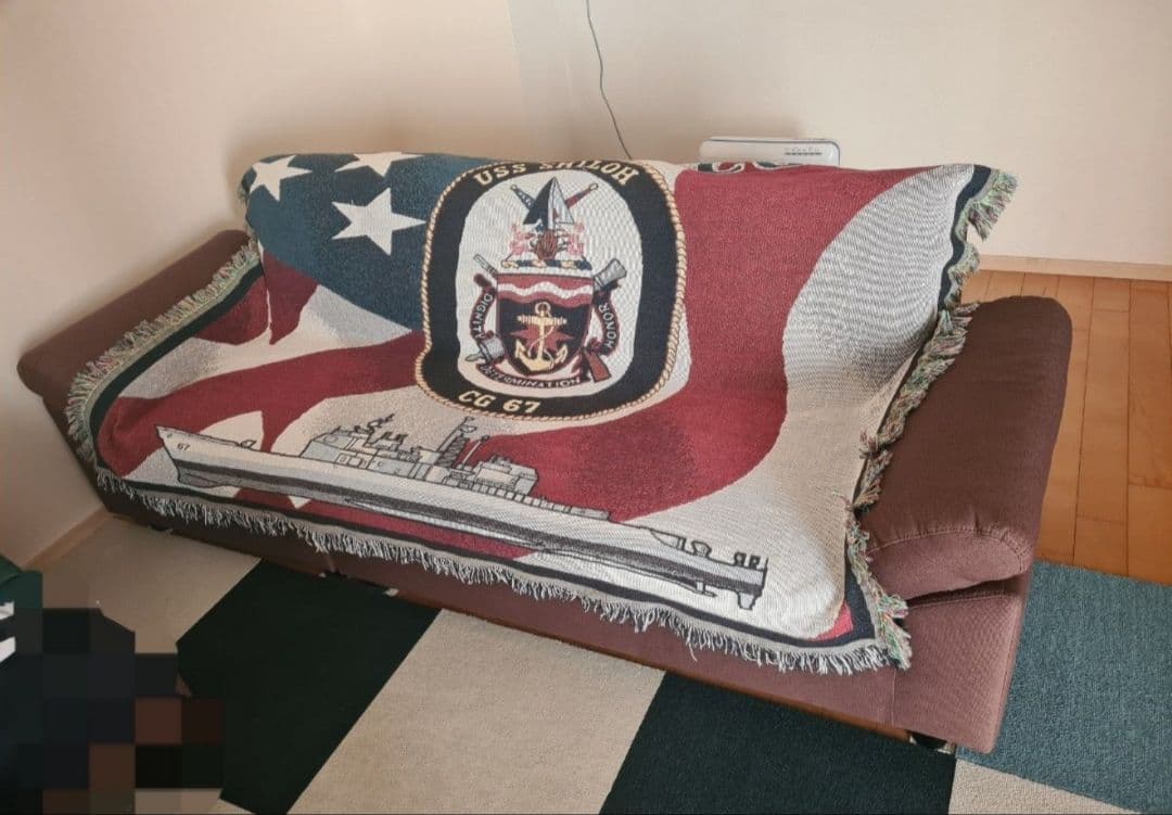 【★非常レア★米軍放出品】USS CG67 SHILOH船マーク付きブランケット