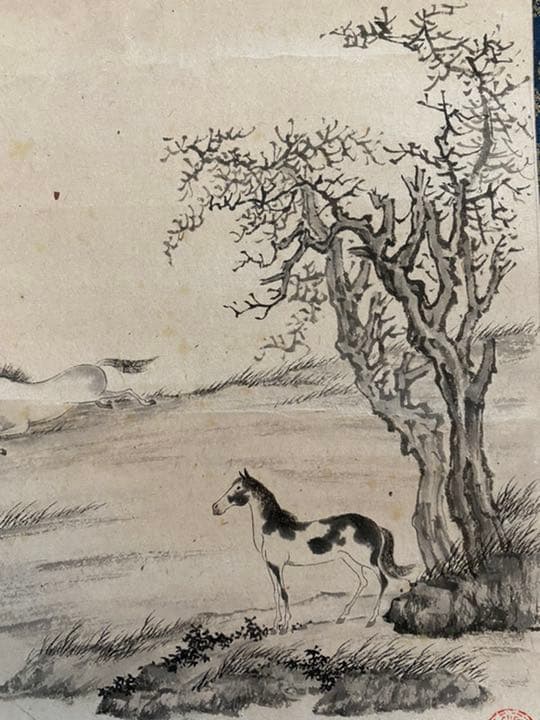 中国絵 馬図 肉筆 溥儒