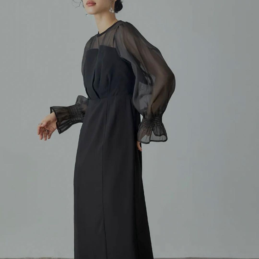 【niana】《美品》ビスチェ風ボリュームスリーブシフォンドレス