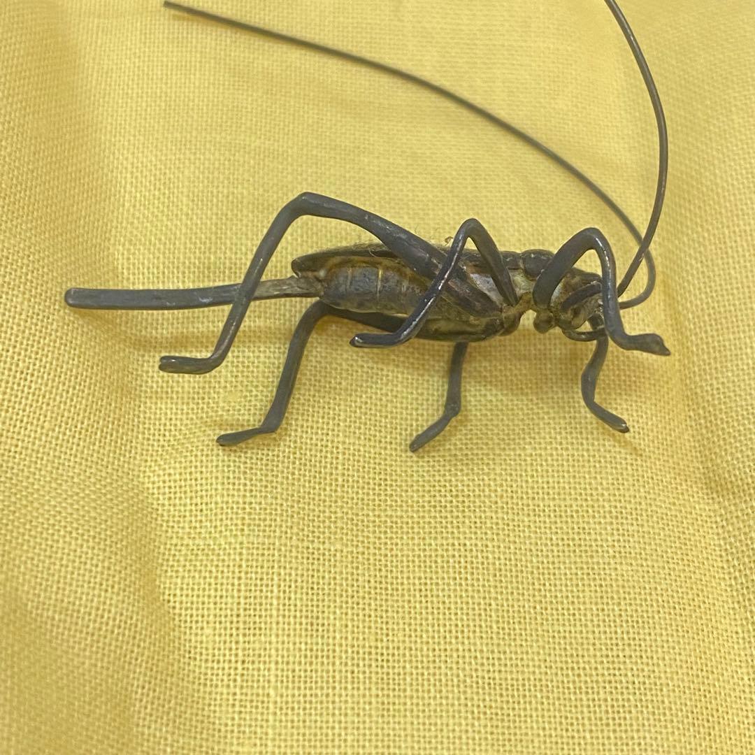 sh2271 銀製　清課堂　京都　木製昆虫置物 手書きの文字付き