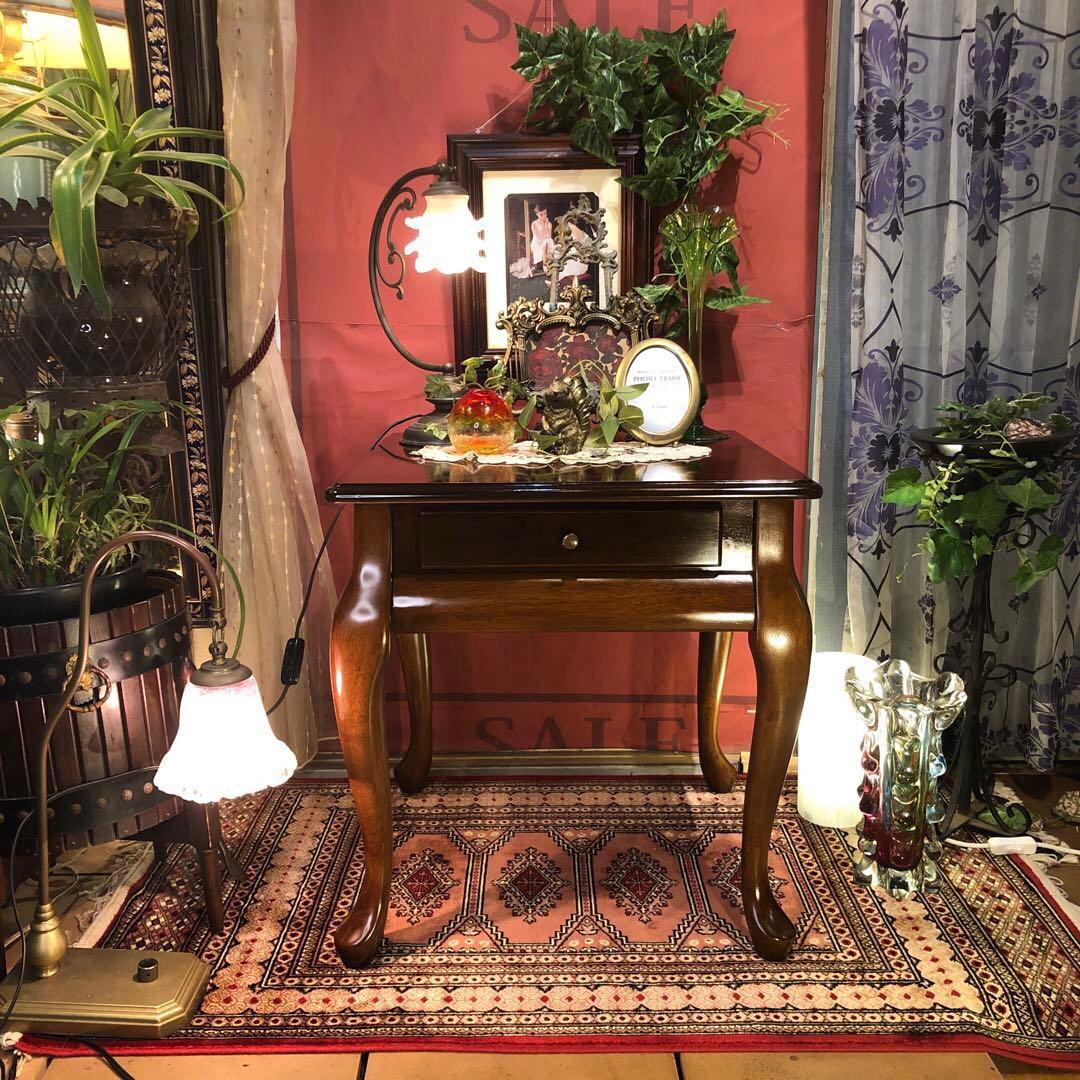 Sale 猫脚　クラシック　コンパクト　アンティーク　テーブル　引き出し付き