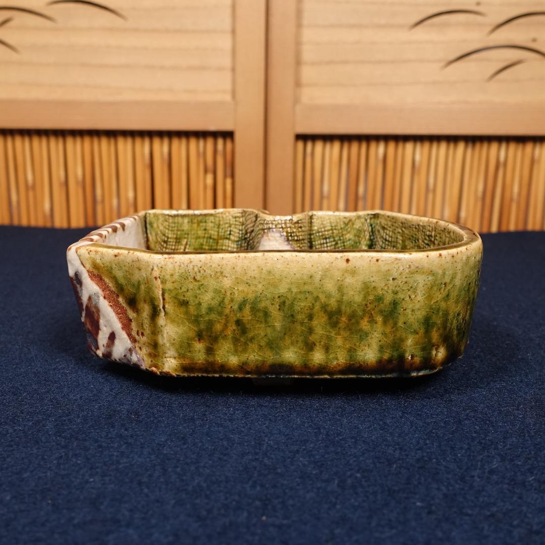 玉置保夫 織部向付 5客 共箱 岐阜県重要無形文化財