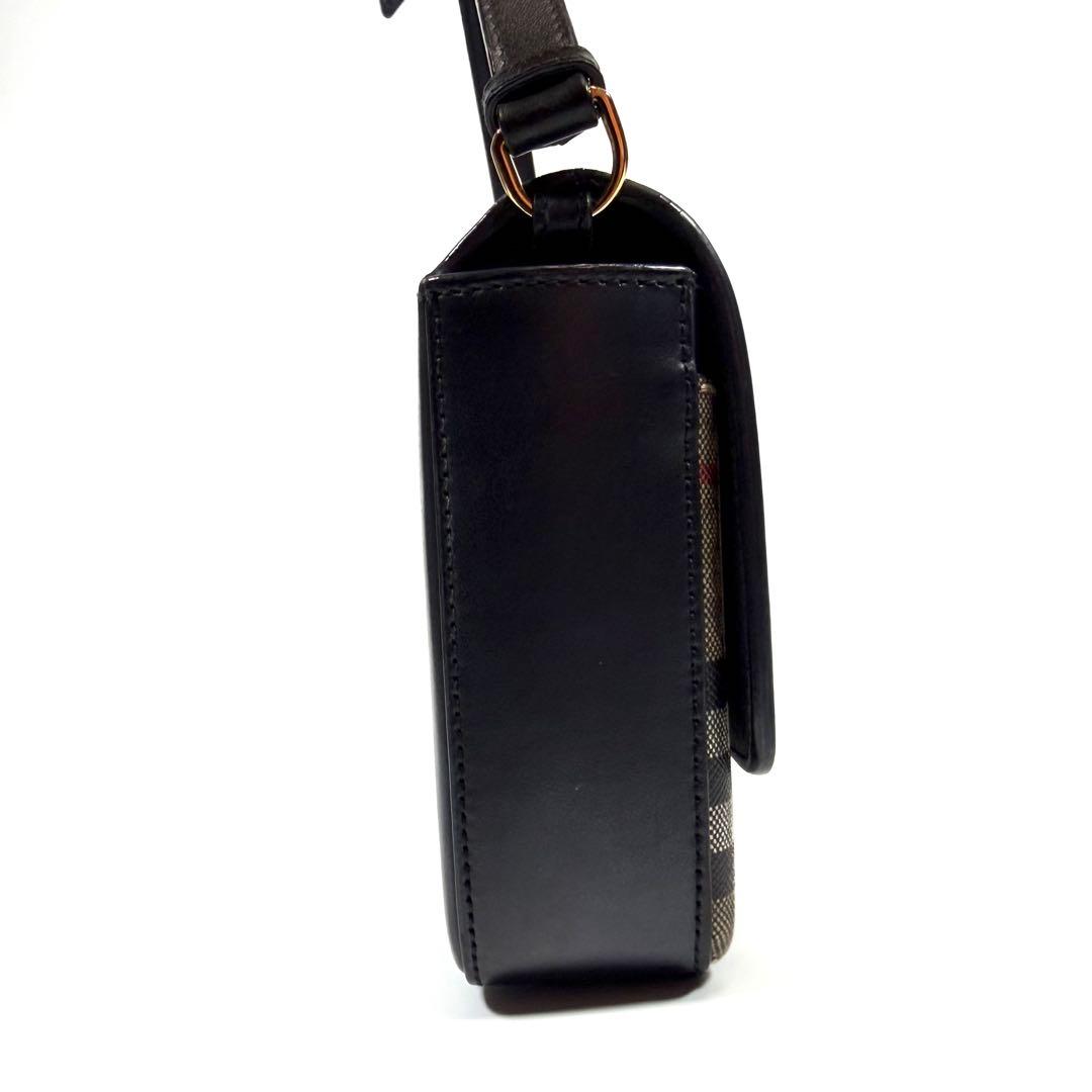 【極美品】バーバリー　ショルダーバッグ　ノバチェック　カーフレザー　PVC