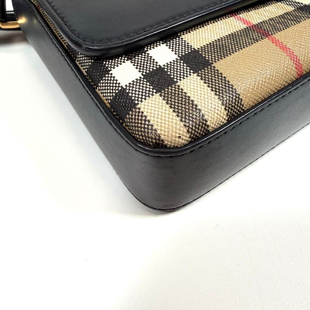 【極美品】バーバリー　ショルダーバッグ　ノバチェック　カーフレザー　PVC