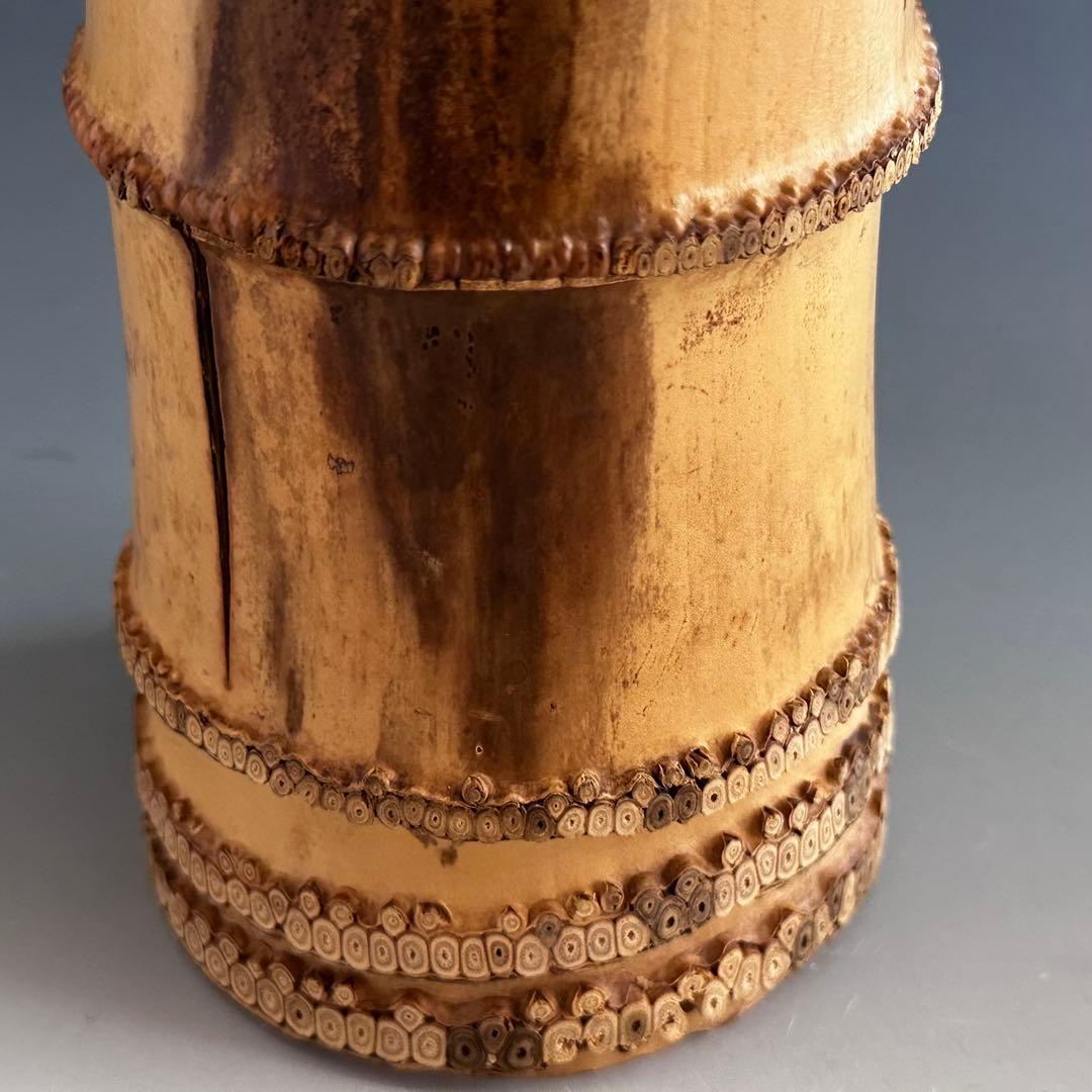 茶道具　鵬雲斎宗匠書付　花押有　竹一重切　花入　銘　笛聲　黒田正玄　共箱　裏千家