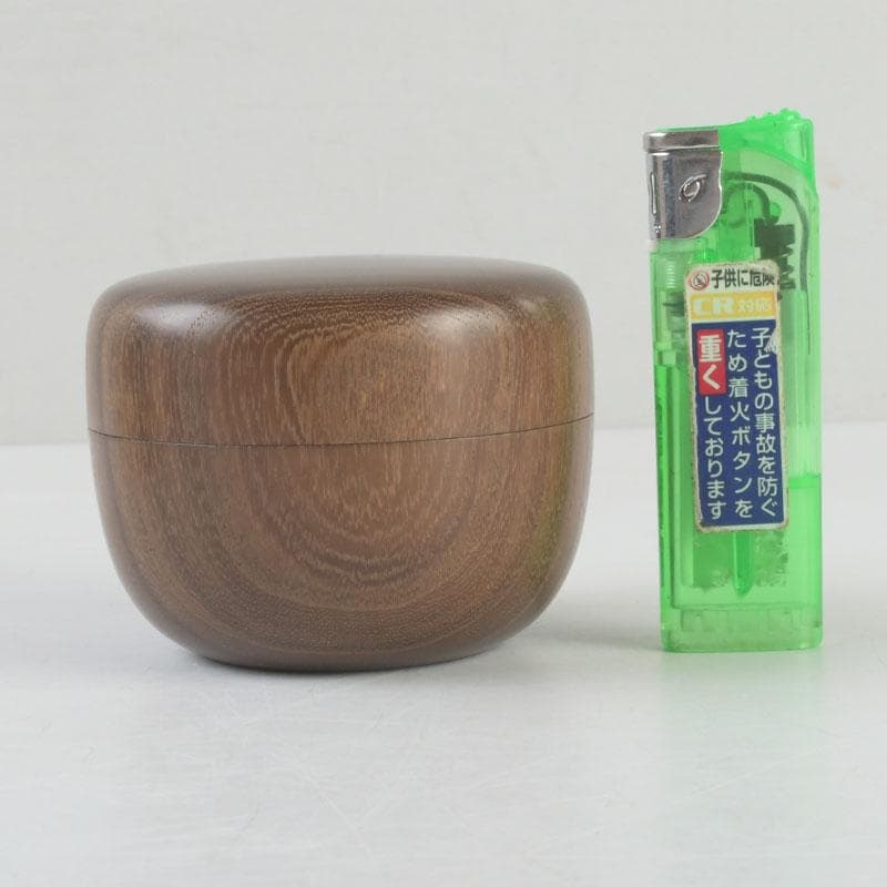 かめ　茶道具　西脇佳三作　轆轤細工　槐　平棗　共箱　V　9533