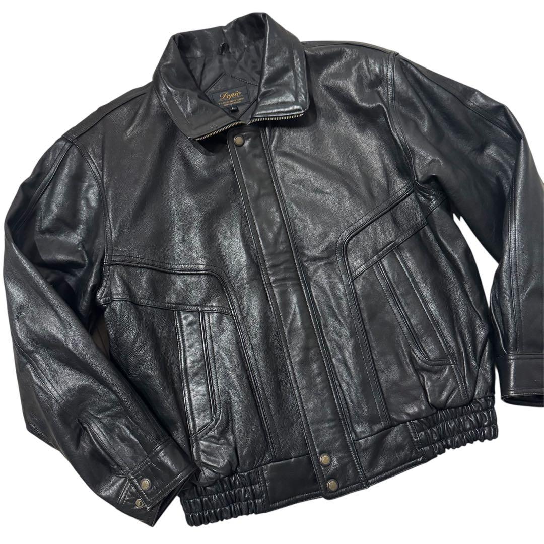 【羊革】　90s 本革レザー　ライダースジャケット　バイカー　ビンテージ　ラム