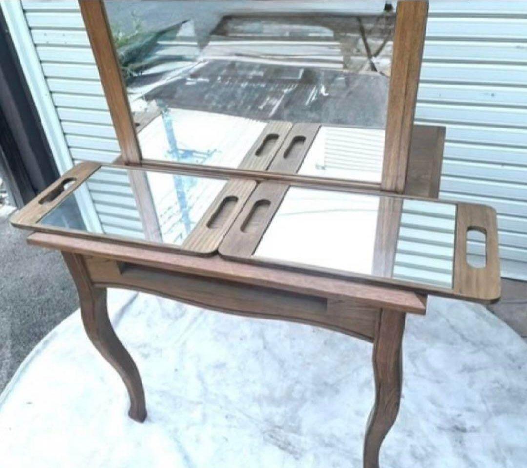 在庫3台　美容室　両面鏡 木製アーチ型ミラー付きドレッサー