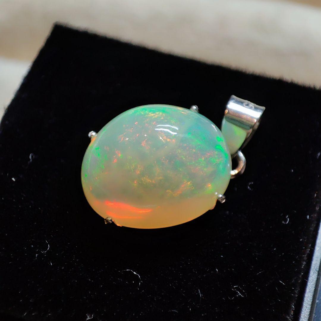 天然石エチオピアオパール　ペンダントトップ　ハンドメイド　Silver 925㉕