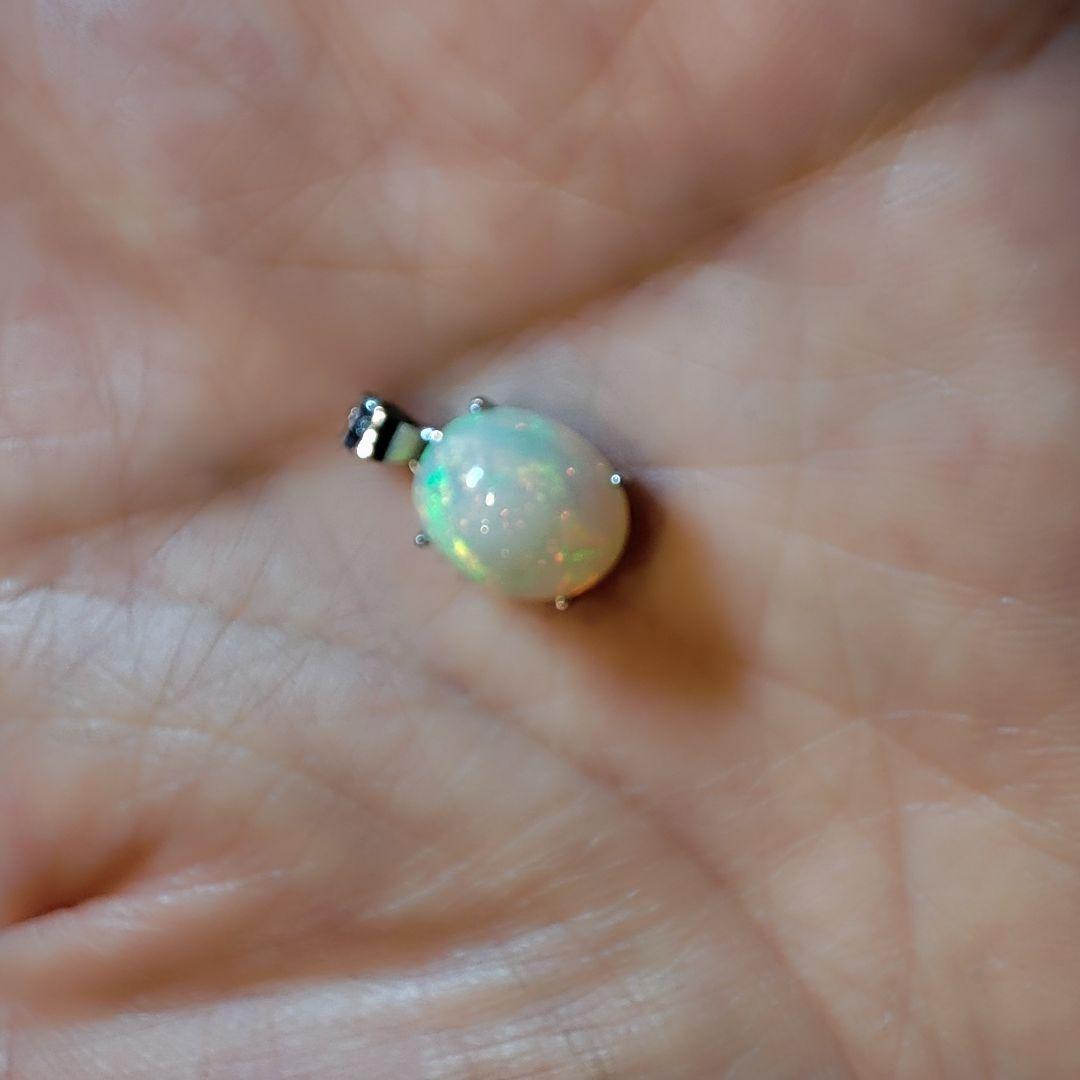天然石エチオピアオパール　ペンダントトップ　ハンドメイド　Silver 925㉕
