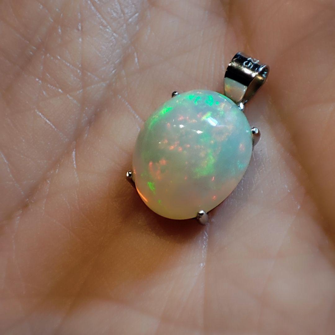 天然石エチオピアオパール　ペンダントトップ　ハンドメイド　Silver 925㉕