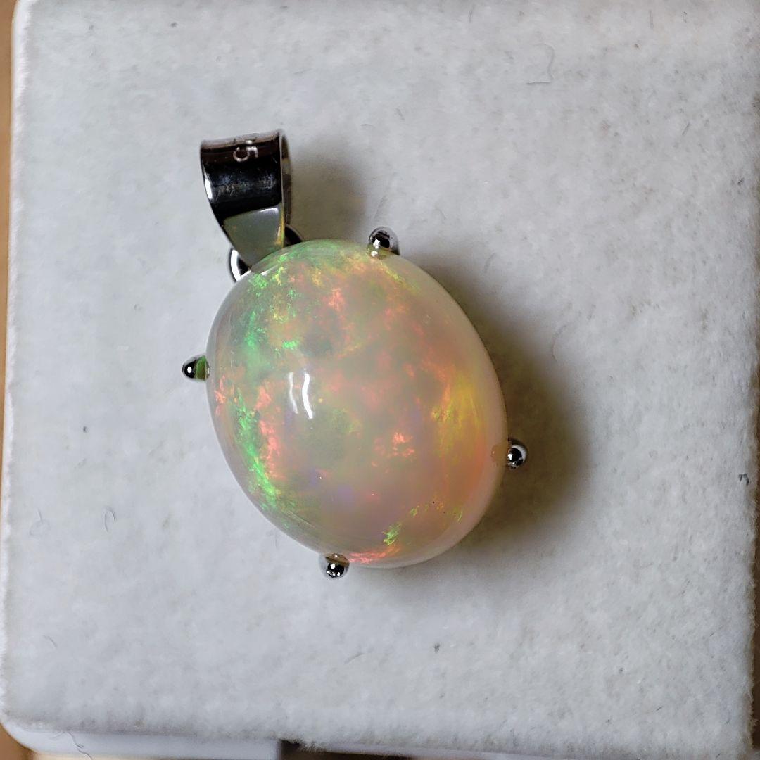 天然石エチオピアオパール　ペンダントトップ　ハンドメイド　Silver 925㉕