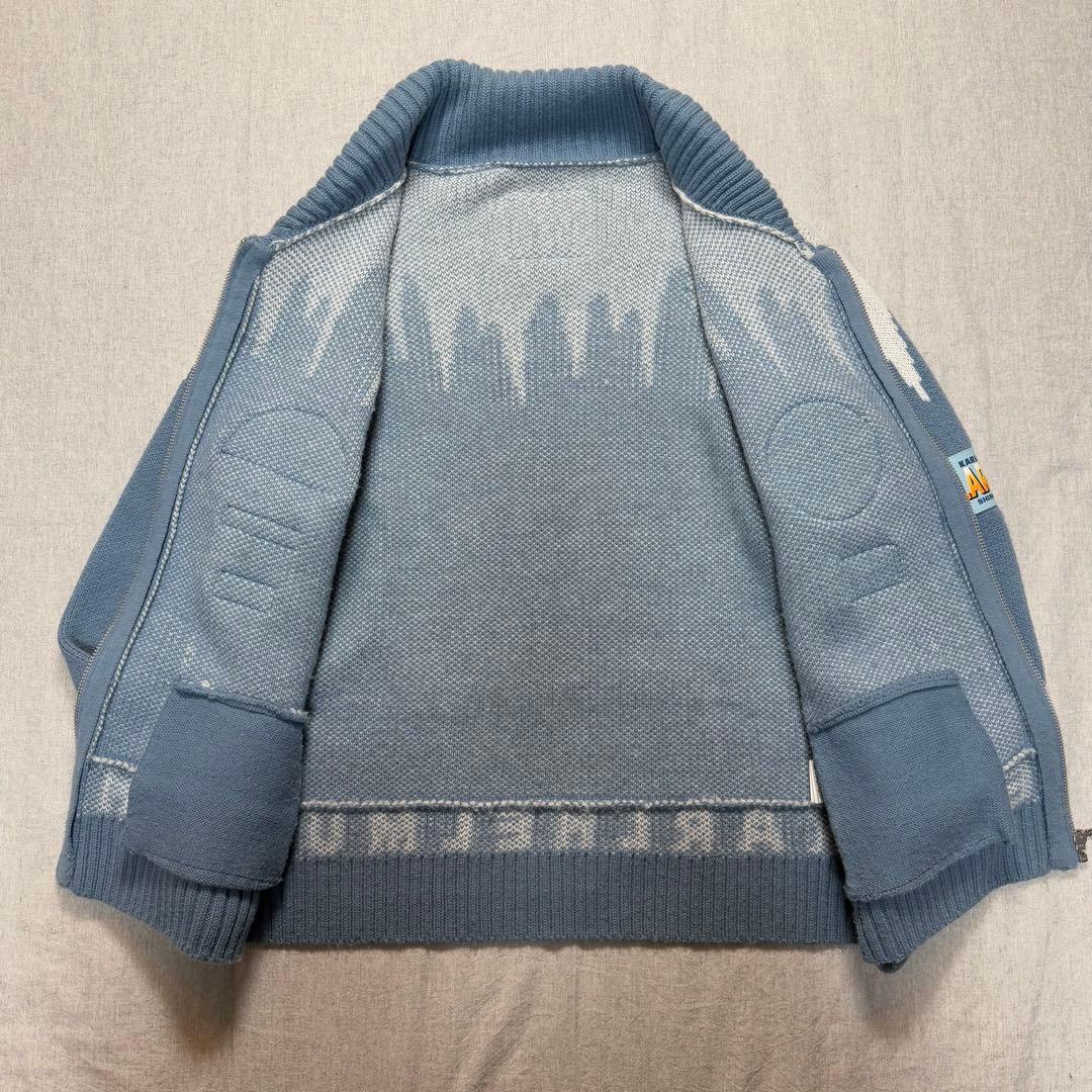 【かわいい】カールヘルム ペンギンワッペン ジップニットブルゾン M相当 ブルー