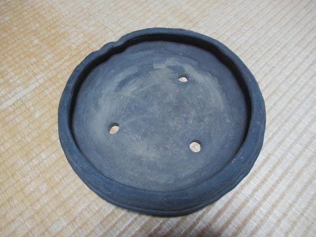 ◆美品 1970年頃◆常滑鉢 柴田馨山作 円花形 南蛮 茶色の烏泥 和鉢/盆栽鉢