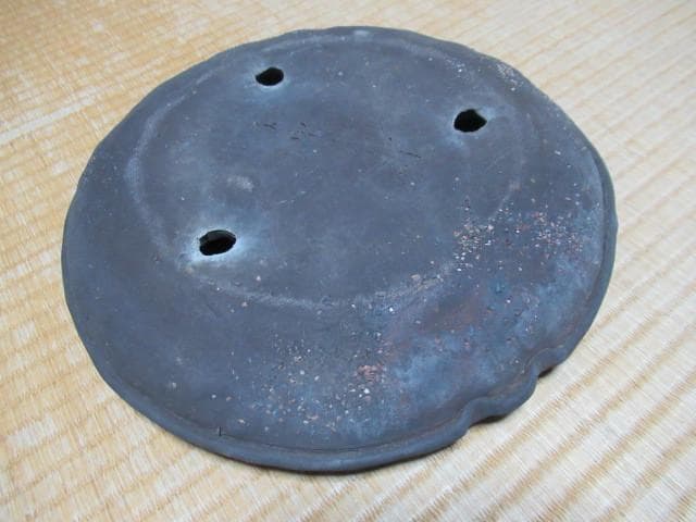 ◆美品 1970年頃◆常滑鉢 柴田馨山作 円花形 南蛮 茶色の烏泥 和鉢/盆栽鉢