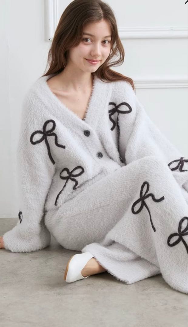 ジェラートピケ リボン フェザーロングパンツ