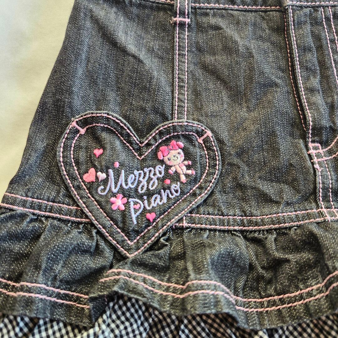 メゾピアノ レトロ ベリエ デニム チェックフリルスカート 130 Y2K 希少