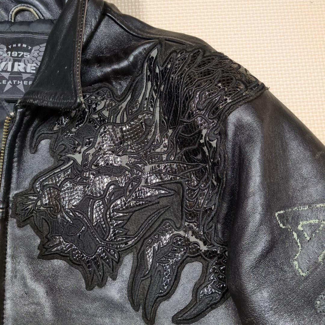 AVIREX ブラックレザー シングルライダースジャケットバイカー