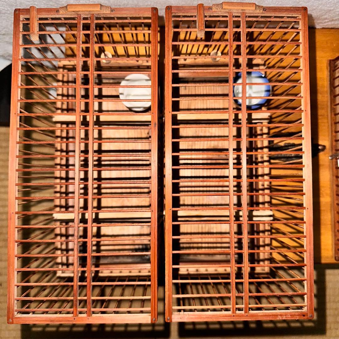 手作りメジロ籠4カゴ&手作りメジロ寝かせ箱のセット‼️