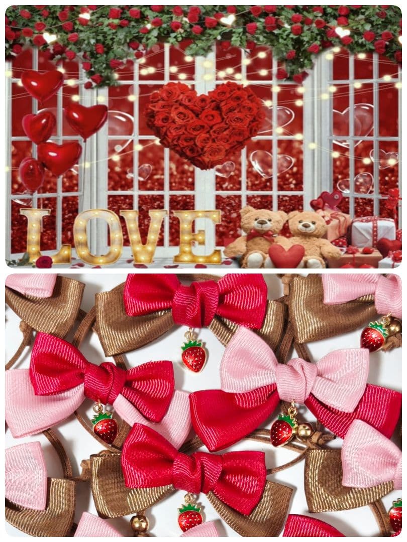 業務用トリミングチョーカー　リボン　バレンタイン　苺　イチゴチョコ　2月　3月