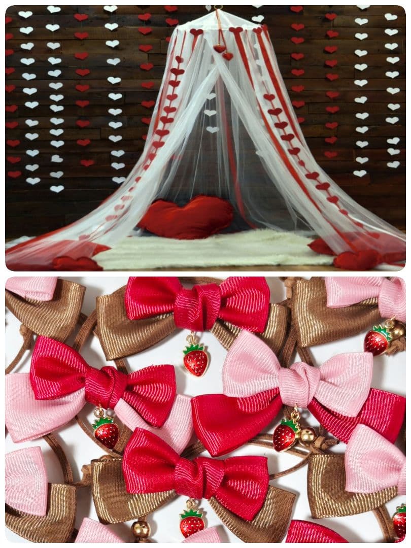 業務用トリミングチョーカー　リボン　バレンタイン　苺　イチゴチョコ　2月　3月