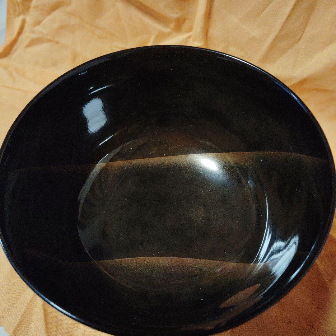 輪島塗黒い漆器の椀 金色の葉模様5客