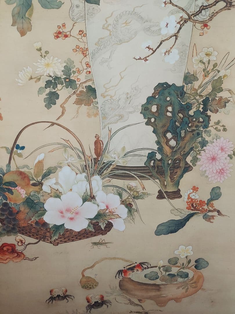 中国　掛軸　清朝　工芸品　宮廷　画家