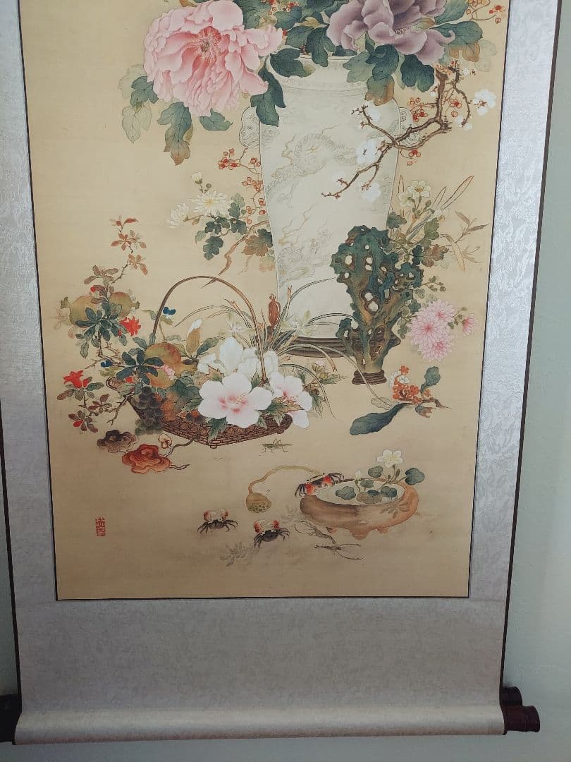 中国　掛軸　清朝　工芸品　宮廷　画家