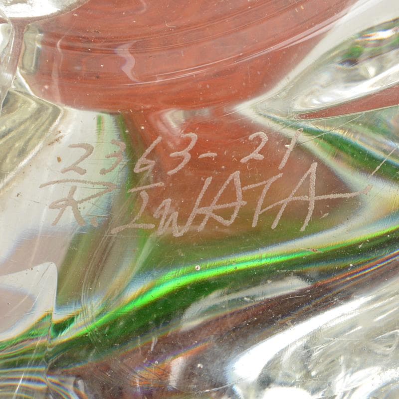 ガラス造形作家　イワタルリ　岩田瑠璃　ガラス器　花瓶　共箱　D　R7497B